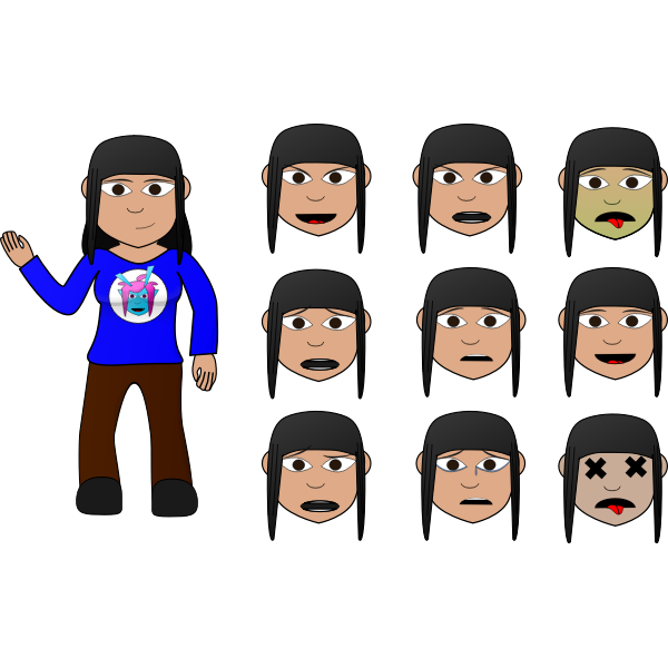 SVG Girl with faces set