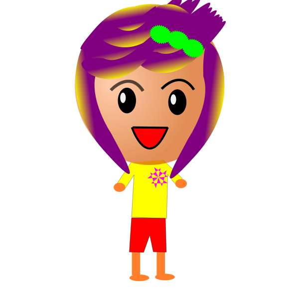 SVG Girl with purple hair vector drawing