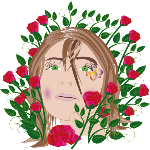 SVG Girl with roses