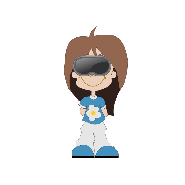 SVG Girl with VR goggles cartoon