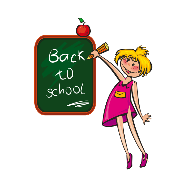 SVG Girl writing on a blackboard vector illustration
