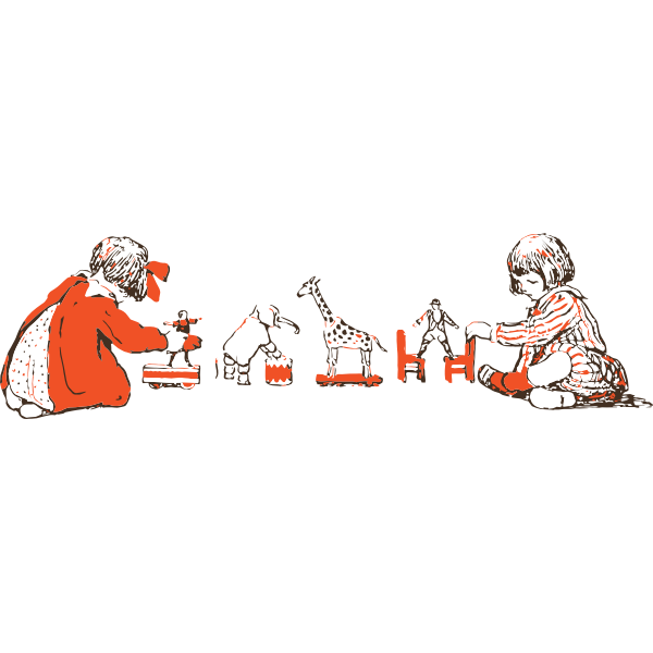 SVG Girls playing with toys vector illustration