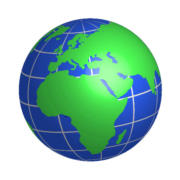 SVG Globe facing Europe Africa and Middle East vector drawing
