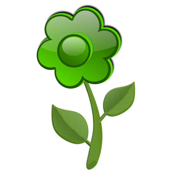 SVG Gloss bright green flower on stem vector drawing