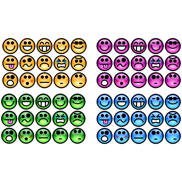 SVG Glossy smiley set