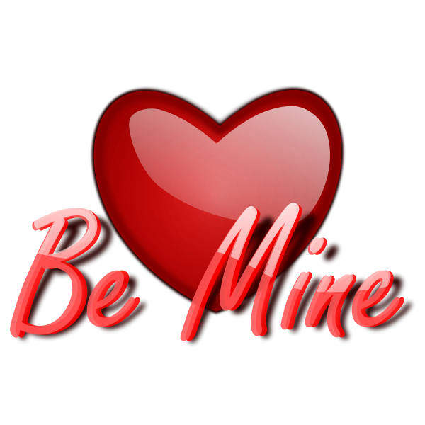 SVG Glossy vector image of heart with be mine wording