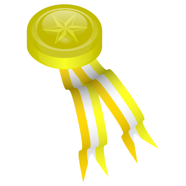 SVG Gold medal with striped ribbons vector clip art