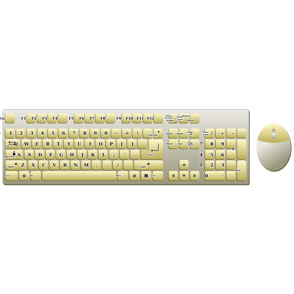 SVG Golden eyboard and mouse topview vector image