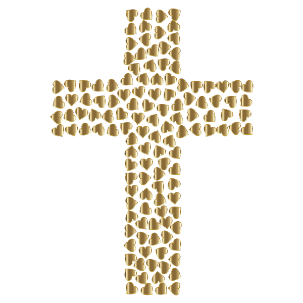 SVG Golden Hearts Cross No Background