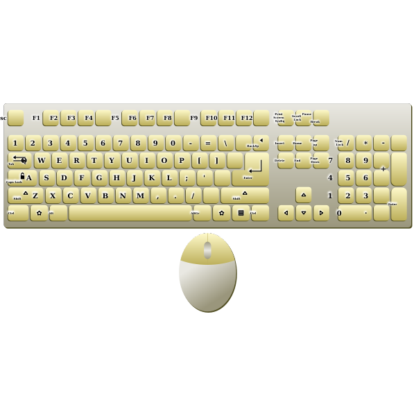 SVG Golden keyboard and mouse vector image