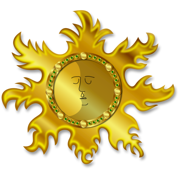 SVG Golden Sun and Moon vector clip art