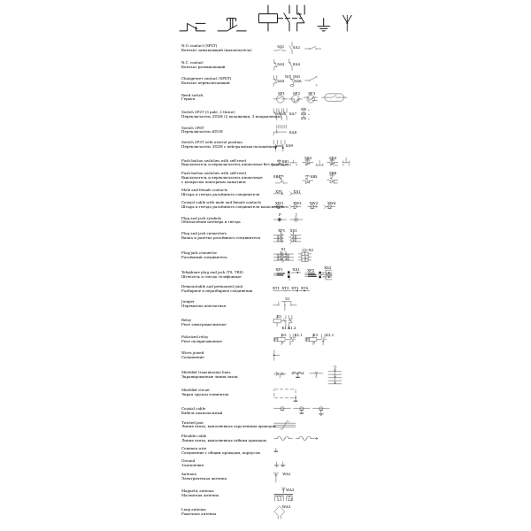 SVG GOST Electronic symbols 6 Wires switches etc