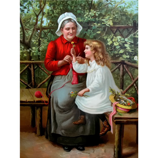 SVG Granny talking to a little girl