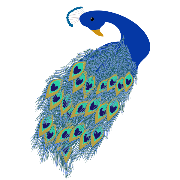 SVG Graphics of blue peacock tail and head