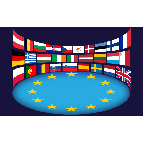 SVG Graphics of flags of EU states around bright stars