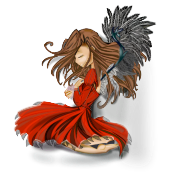 SVG Graphics of girl with red feathered dress