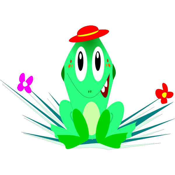 SVG Graphics of green smiling cartoon frog