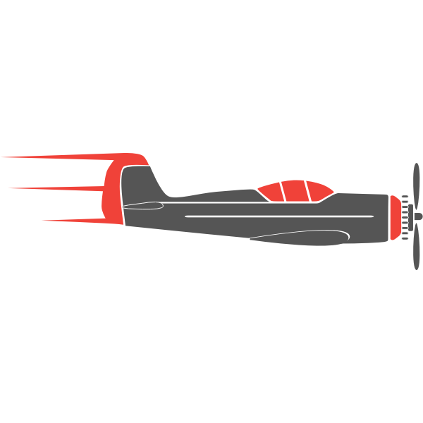 SVG Graphics of propeller airplane in grey and red