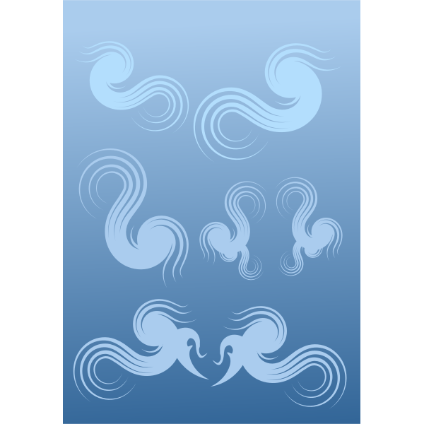 SVG Graphics of round swirls selection on blue background