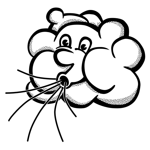 SVG Graphics of think line art windy cloud