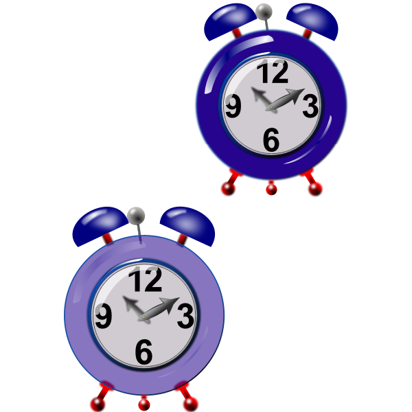 SVG Graphics of two old style purple clocks