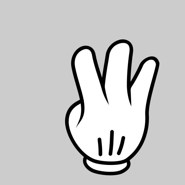 SVG Graphics of white hand with three fingers up on a grey background