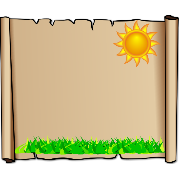 SVG Grass and sun on parchment paper vector illustration