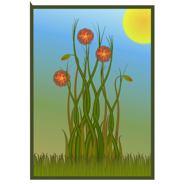 SVG Grass flowers and sun