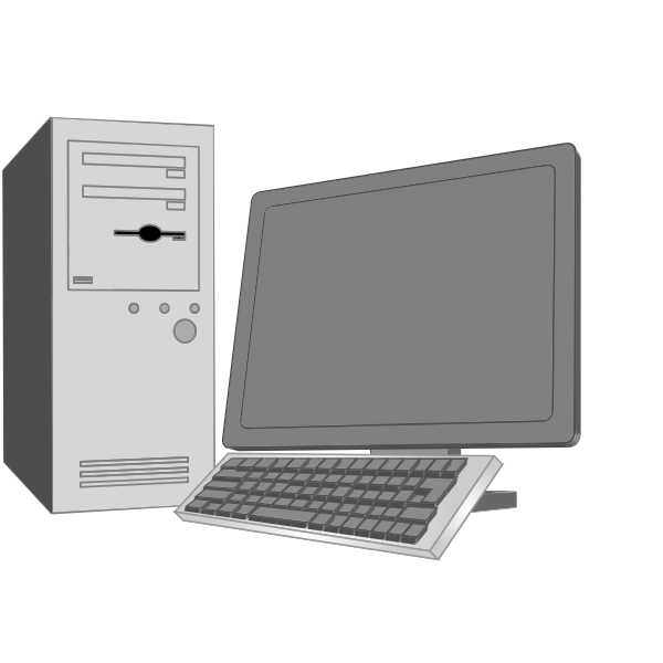 SVG Grayscale desktop computer configuration vector image