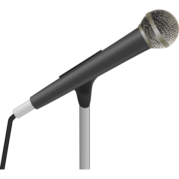 SVG Grayscale microphone on stand vector drawing