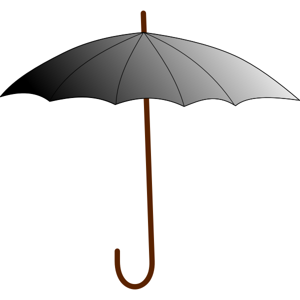 SVG Grayscale umbrella with brown stick vector graphics