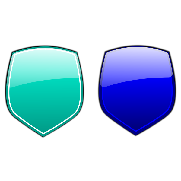 SVG Green and blue shields vector image
