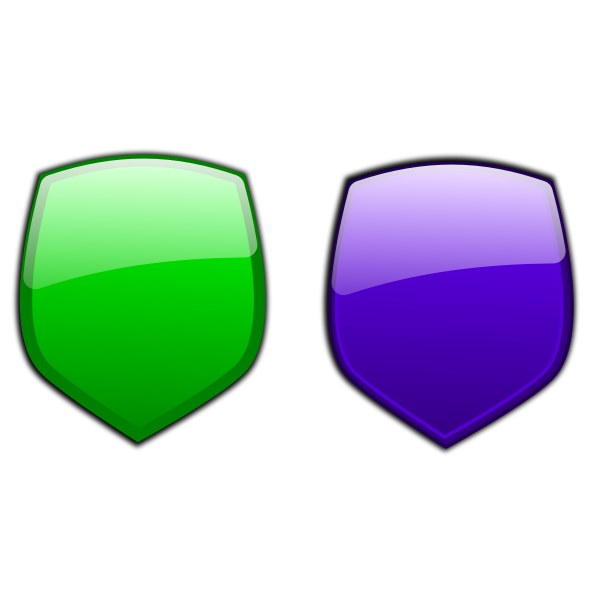 SVG Green and blue shiny shields vector image