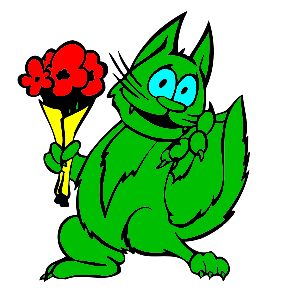 SVG Green cat with flowers