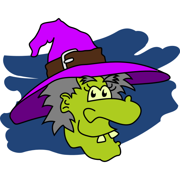 SVG Green faced witch vector drawing