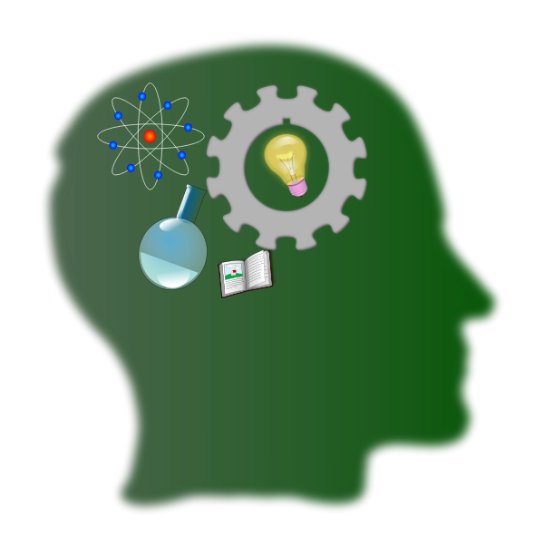 SVG Green head with knowledge icons