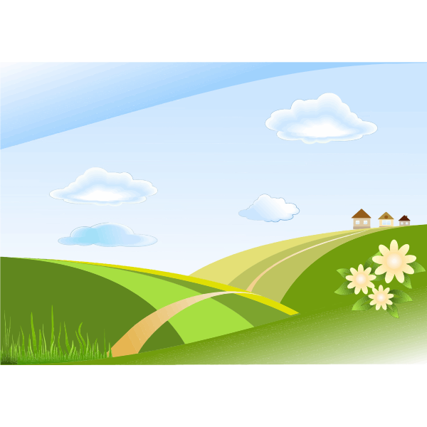 SVG Green Hills And Blue Sky Landscape
