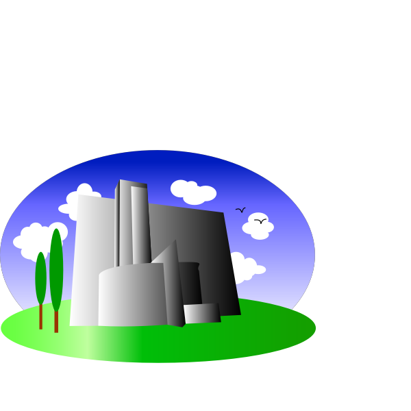 SVG Grey building in natural landscape vector