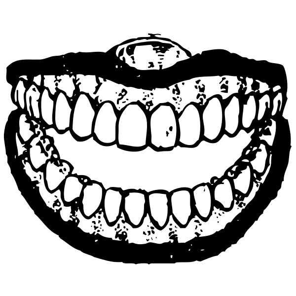 SVG Gritting teeth black and white image