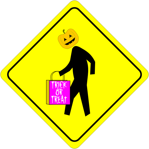 SVG Halloween pedestrian caution sign vector clip art