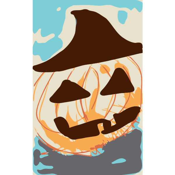 SVG Halloween pumpkin in straw hat