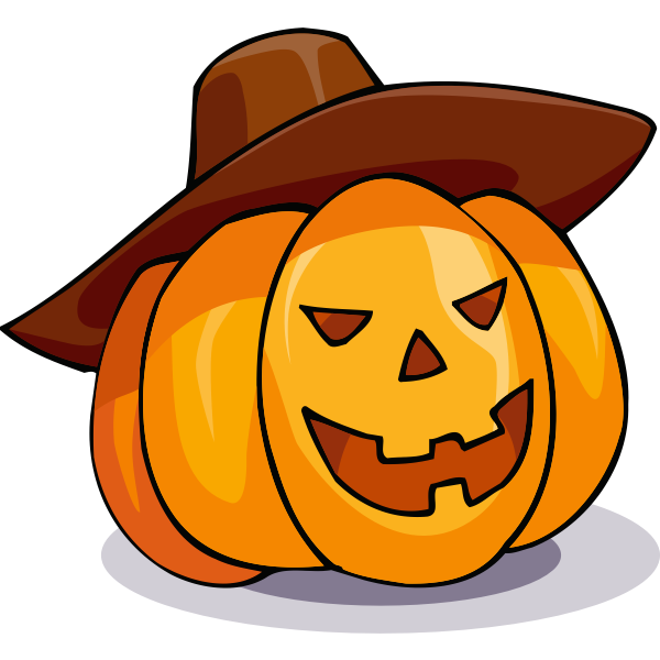 SVG Halloween pumpkin with a sombrero vector drawing