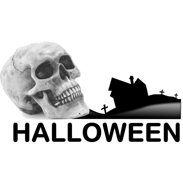 SVG Halloween Scenery with skull vector drawing
