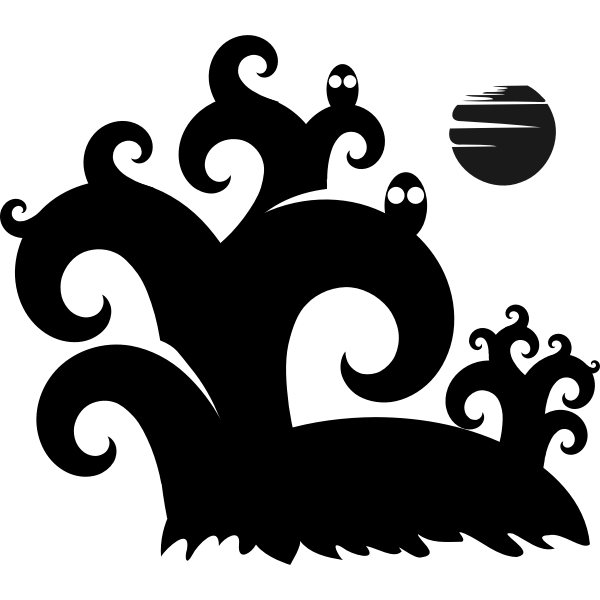 SVG Halloween spooky forest silhouette vector illustration