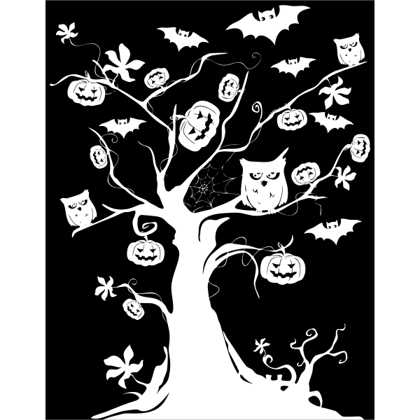 SVG Halloween tree drawing