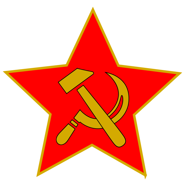 SVG Hammer and sickle in red star vector clip art
