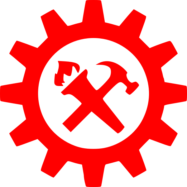SVG Hammer torch and cog symbol
