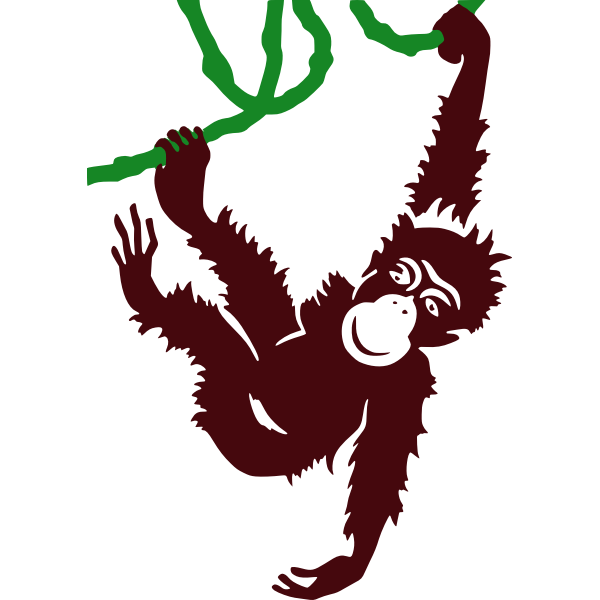 SVG Hanging monkey vector clip art