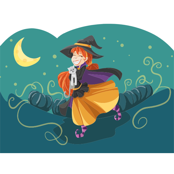 SVG Happy Cartoon Witch