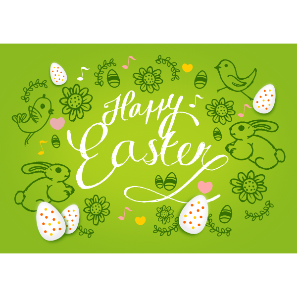 SVG Happy Easter Postcard Template